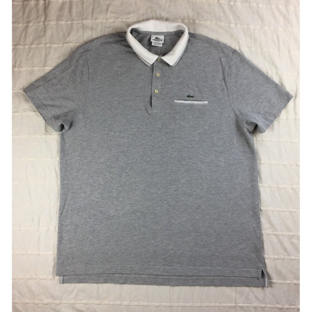 Lacoste Regular Fit Polo Shirt Men's Size 8 / 3XL Gray Welt Pocket Croc Logo